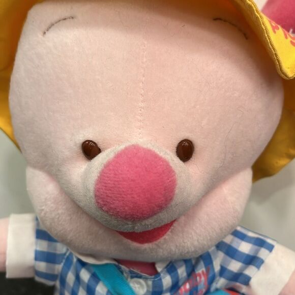 Disney Baby Piglet In Hiking Gear & Yellow Hat. Size 11”Rare - Picture 2 of 14